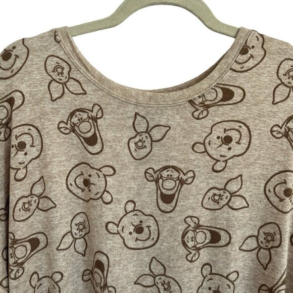 Disney Womens XL Winnie The Pooh Character All Over Print Pajama Top Brown - Picture 5 of 8